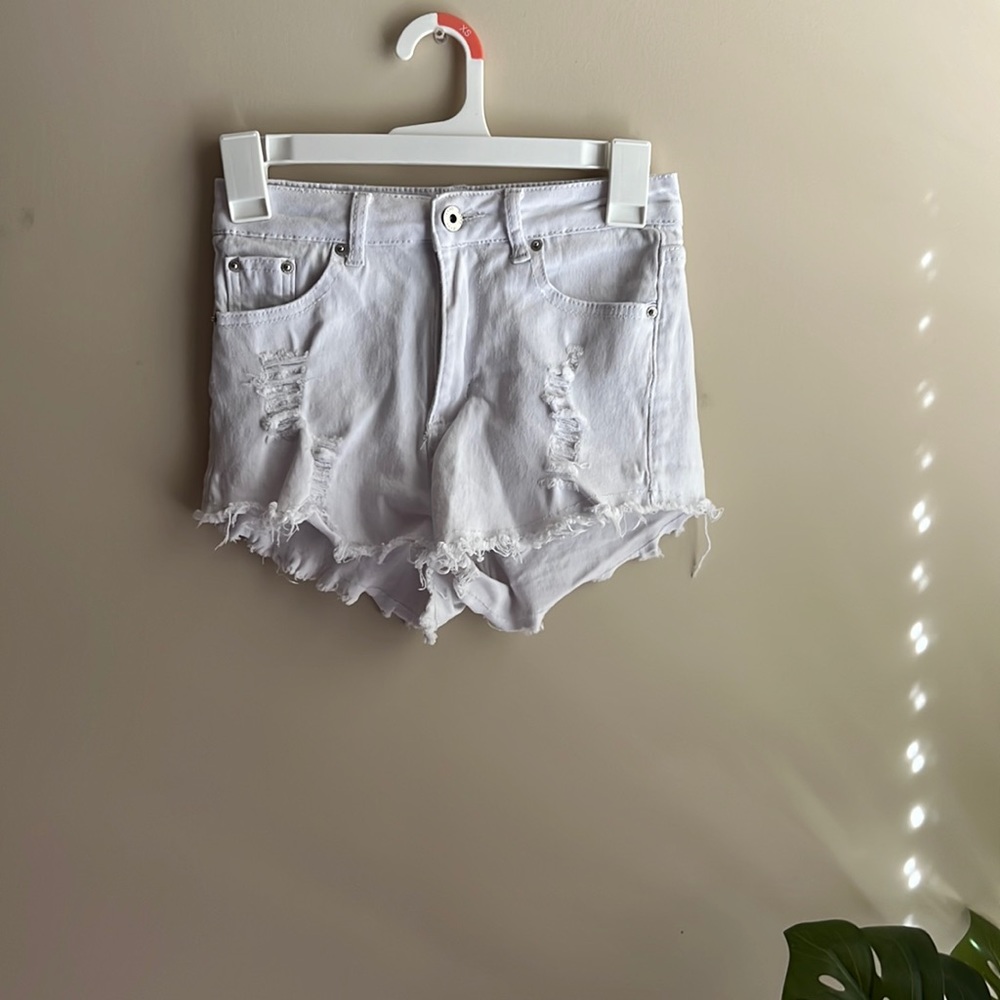 White denim shorts